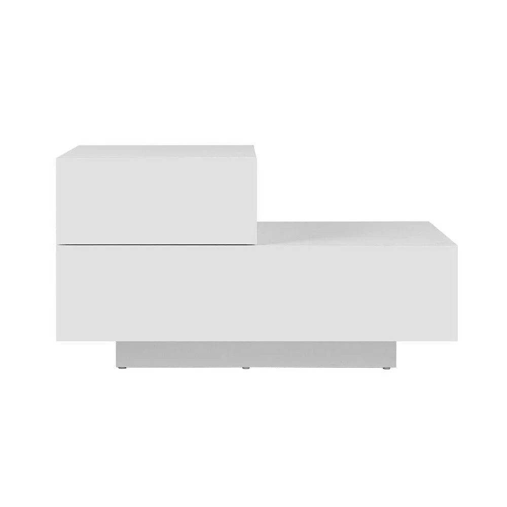 Bedside Tables 2 Drawers Side Table RGB LED High Gloss