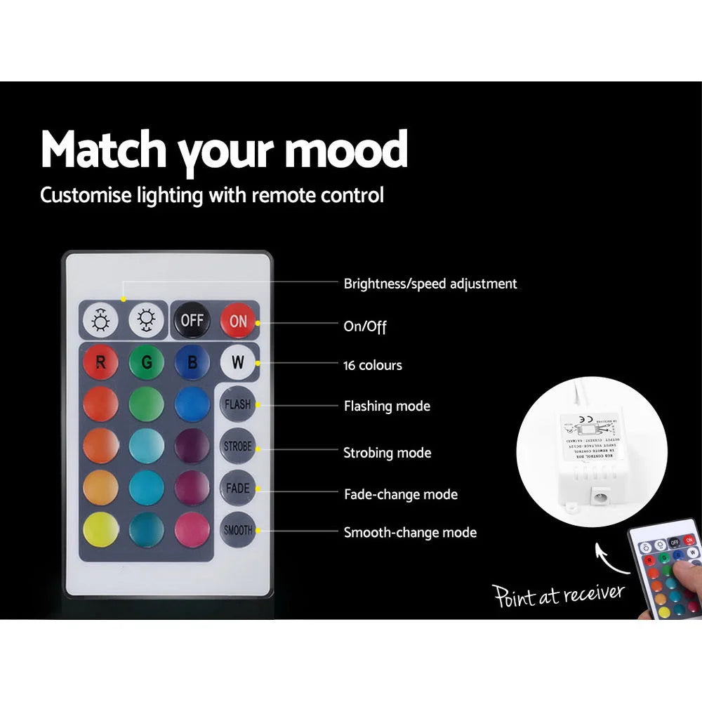 Bedside Tables 2 Drawers Side Table RGB LED High Gloss