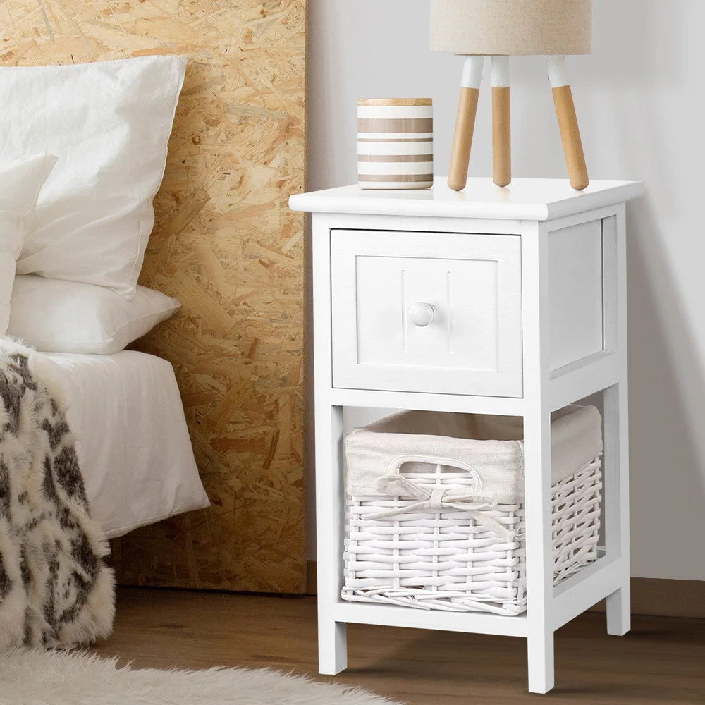 White Bedside Tables 2pcs Ariss