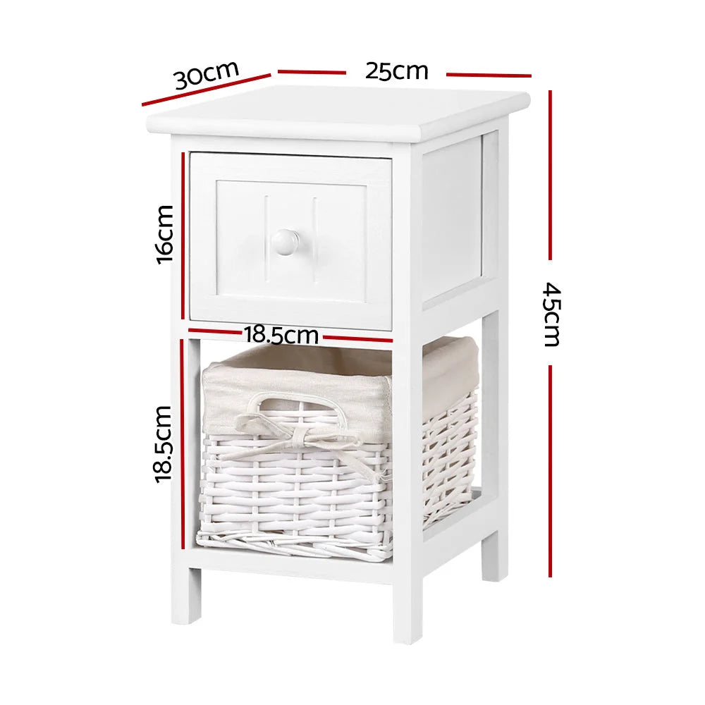 Bedside Tables 2pcs Ariss White