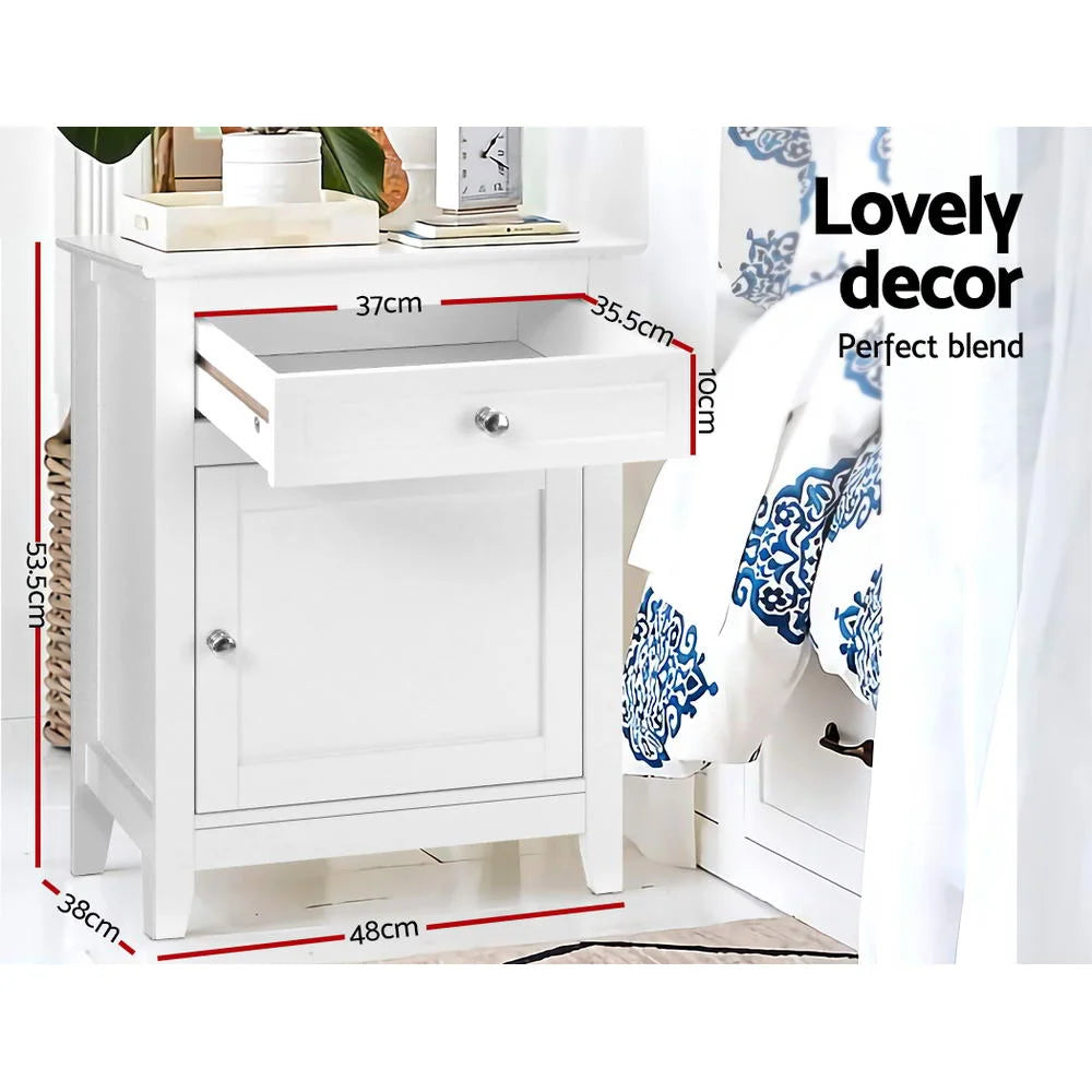 Bedside Tables Big Storage Drawers Cabinet Nightstand Lamp