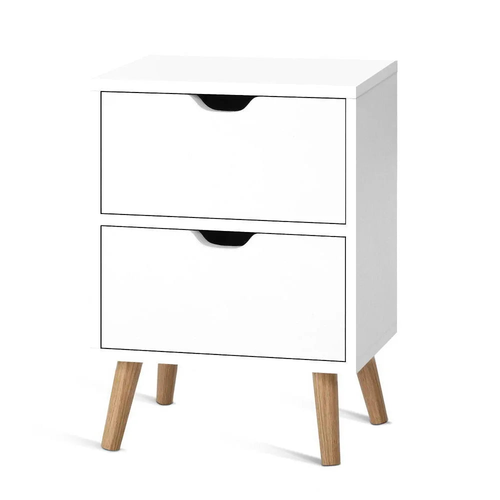 Bedside Tables Drawers Nightstand Storage Cabinet - White