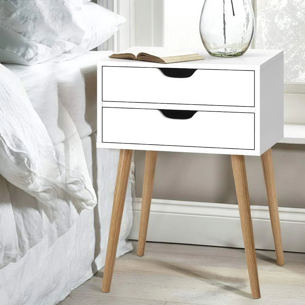 Bedside Tables Drawers Side Table Nightstand Wood Storage