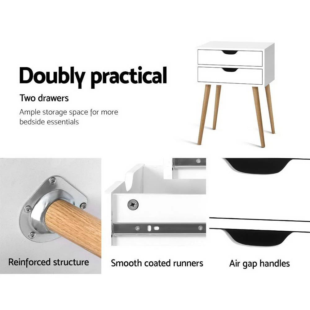 Bedside Tables Drawers Side Table Nightstand Wood Storage