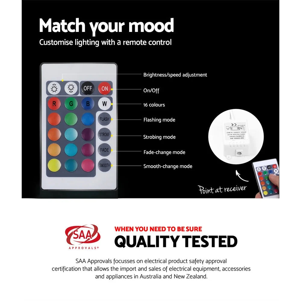 Bedside Tables Drawers Side Table with RGB LED - High Gloss