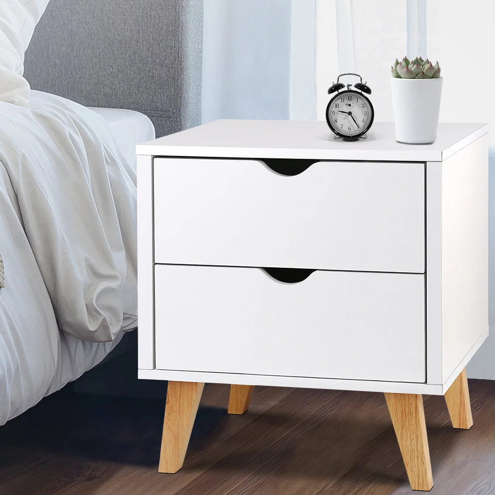 Bedside tables set with caster wheels and side handle rail