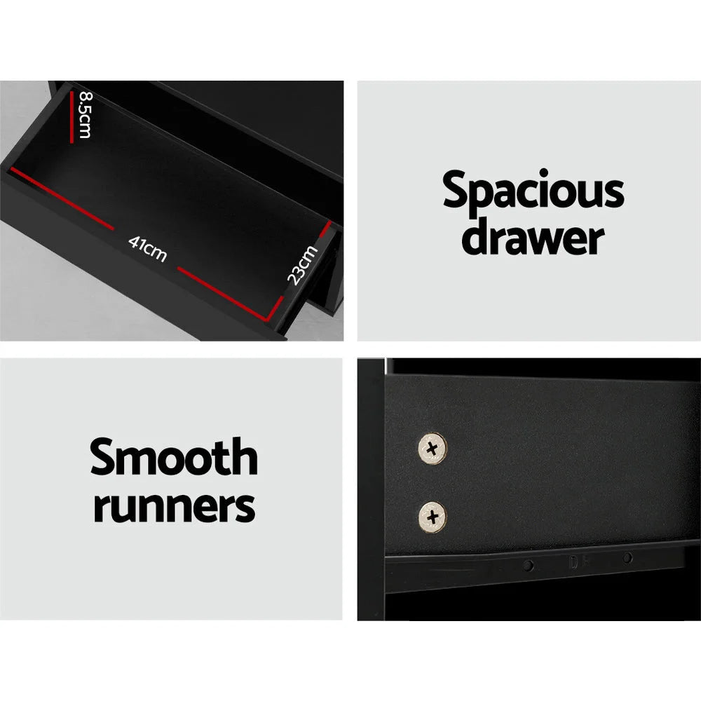 Bedside Tables Side Table with RGB LED Drawers - High Gloss