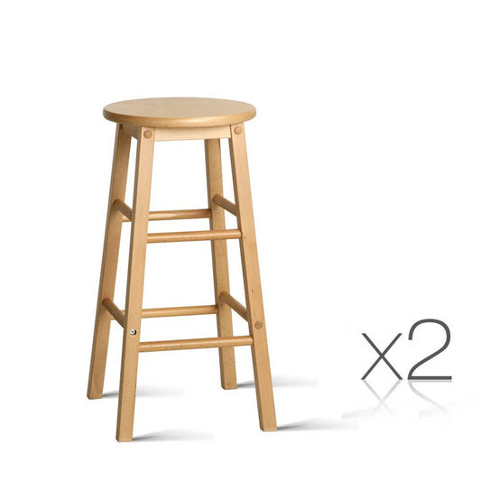 Beech Wood Backless Bar Stools (Set of 2) Natural - Bar