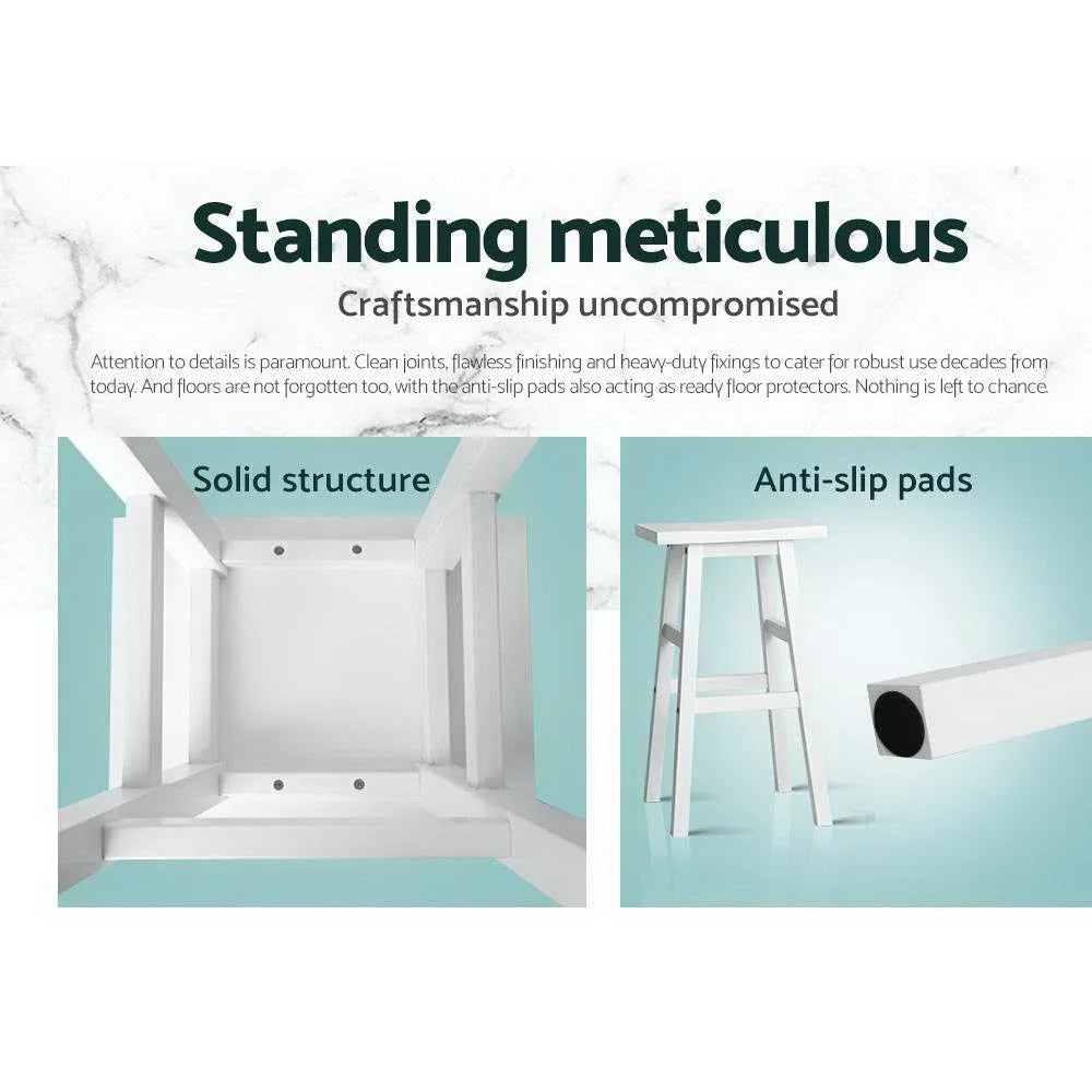 Beech Wood Bar Stools (Set of 2) White - Bar Stools & Chairs