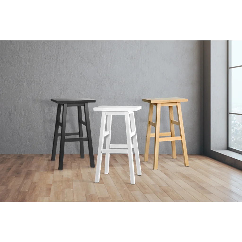 Beech Wood Bar Stools (Set of 2) White - Bar Stools & Chairs