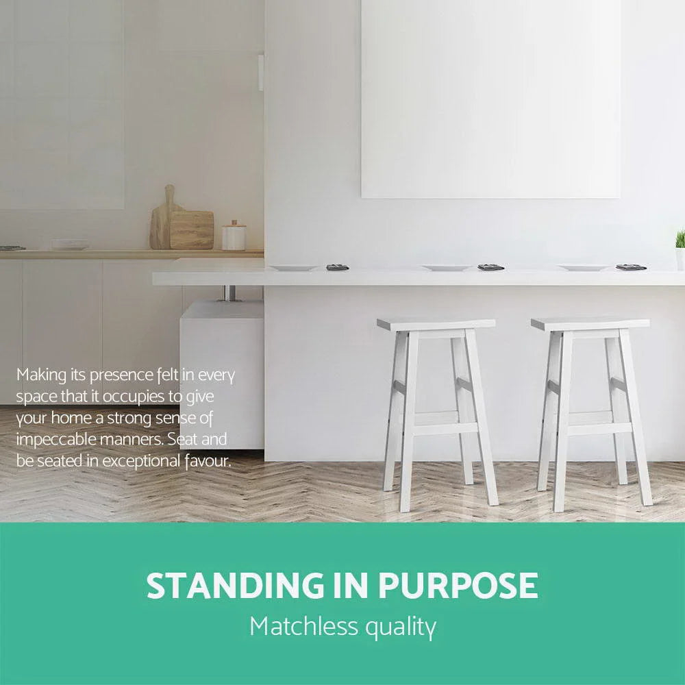 Beech Wood Bar Stools (Set of 2) White - Bar Stools & Chairs