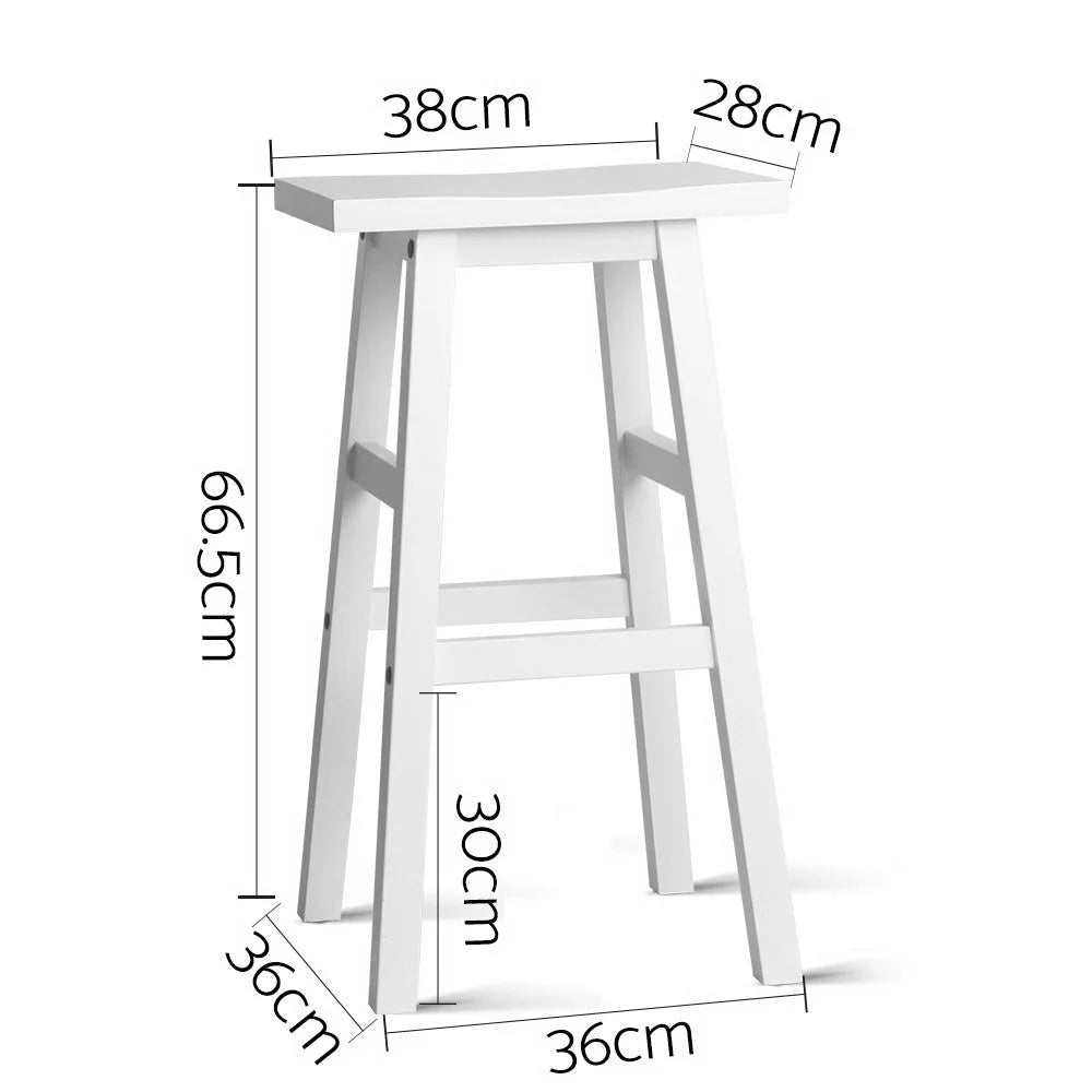 Beech Wood Bar Stools (Set of 2) White - Bar Stools & Chairs