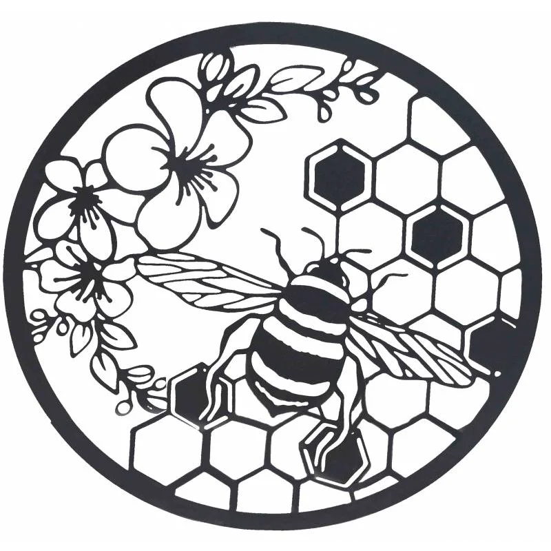 Beehive Producing Honey Metal Wall Art 60cm - Home & Garden