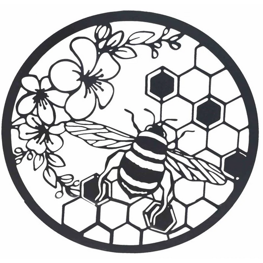 Beehive Producing Honey Metal Wall Art 60cm - Home & Garden