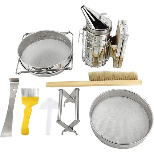 Beekeeping Tool Kit 7-Piece Including Honey Strainer Frame