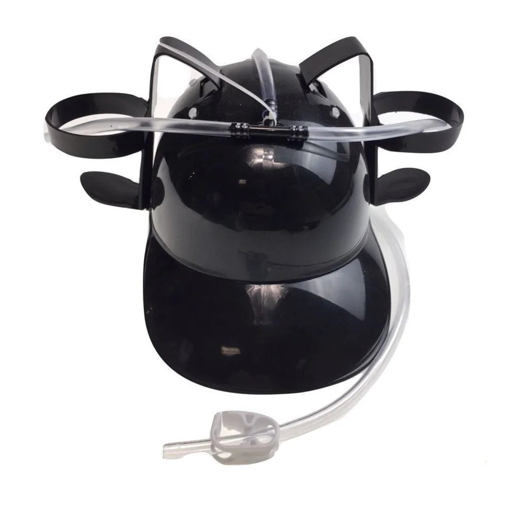 Beer drinking helmet with drink guzzler holder costume