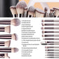 Beige 18-Piece Makeup Brush Set - Professional Synthetic