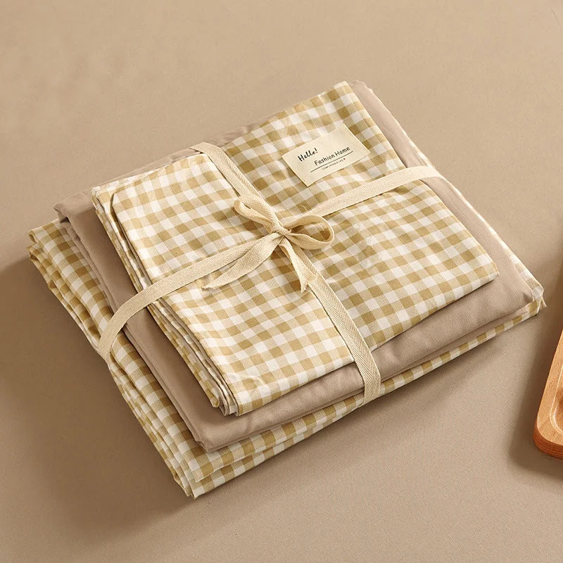 Beige 4-Piece Cotton Bedding Set - Fits 1.5m/1.8m Beds