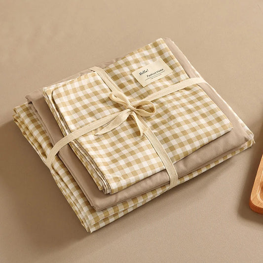 Beige 4-Piece Cotton Bedding Set - Fits 1.5m/1.8m Beds