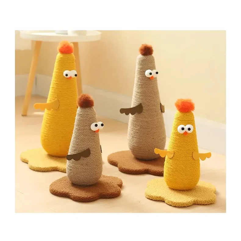 Beige Adorable Chick Cat Scratching Post - Durable Sisal