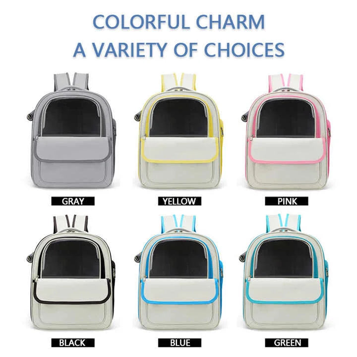 Beige And Pink Spacious Pet Carrier Backpack with Clear
