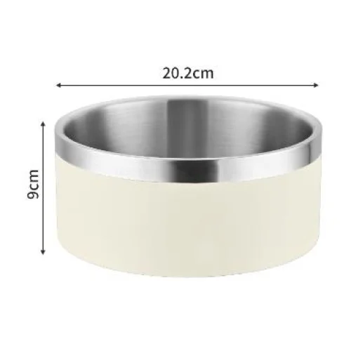 Beige and Silver Premium 304 Stainless Steel Pet Bowl