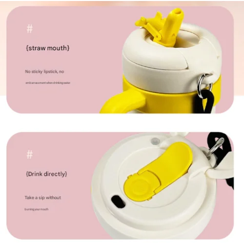 Beige and Yellow 700ml Insulated Stainless Steel Tumbler