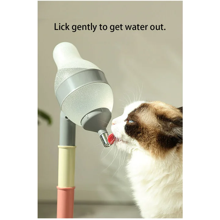 Beige Base Adjustable Height Pet Water Dispenser with Food