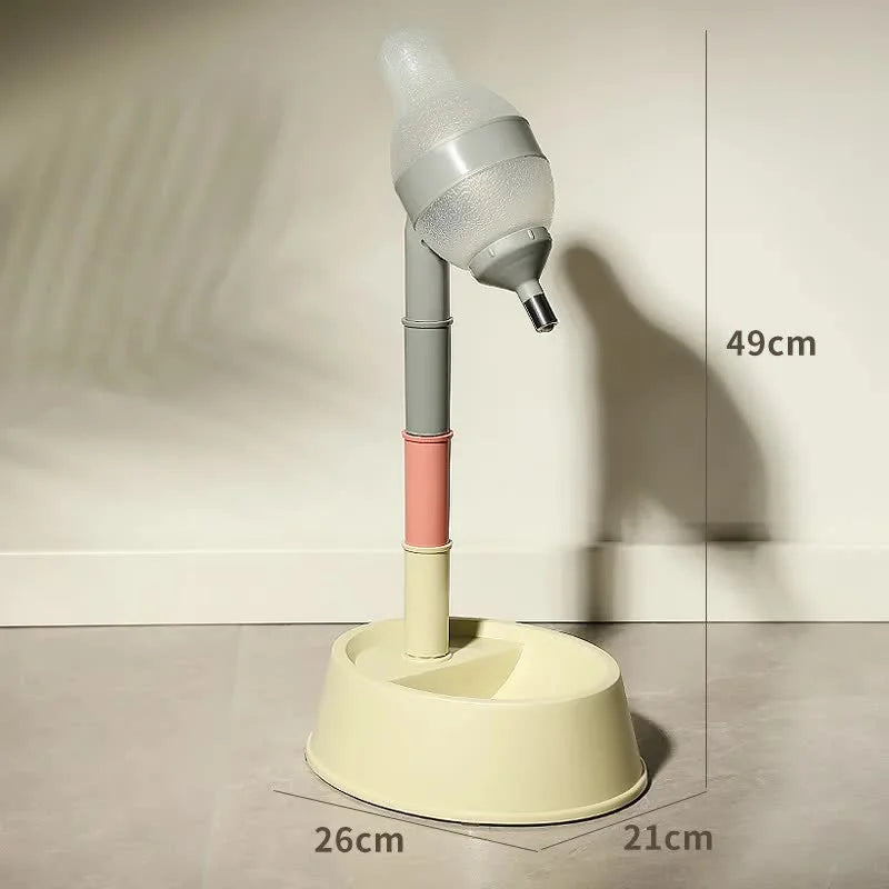 Beige Base Adjustable Height Pet Water Dispenser with Food