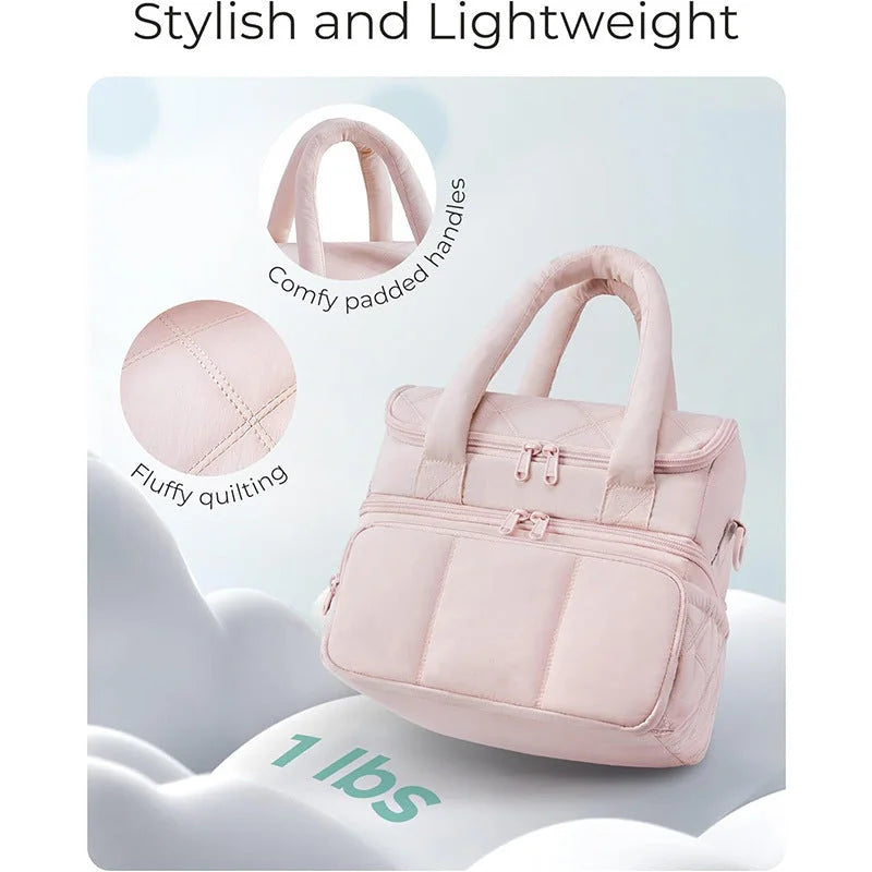 Beige Chic Double Deck Insulated Lunch Bag - Leakproof