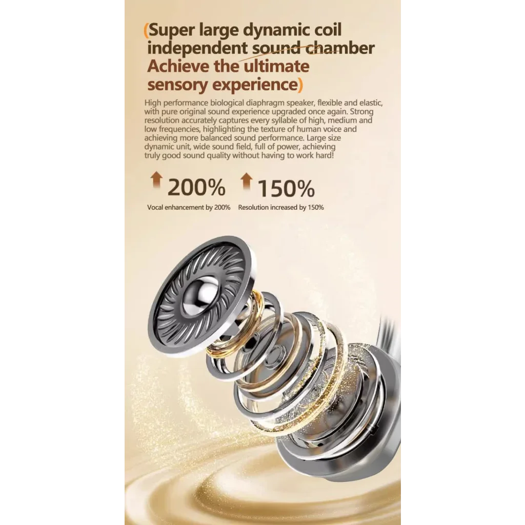 Beige Compact Retro Headphones - Wireless Bluetooth Deep
