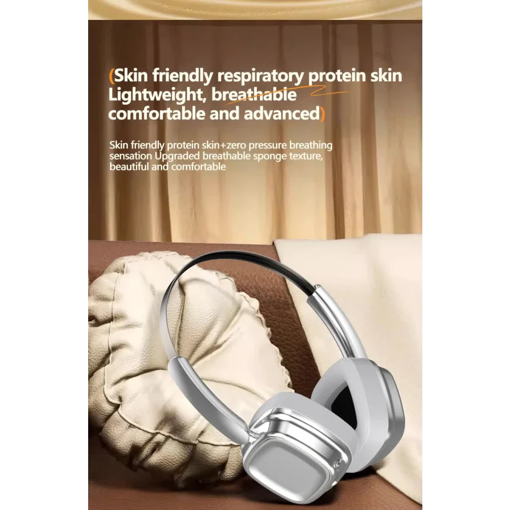 Beige Compact Retro Headphones - Wireless Bluetooth Deep
