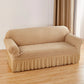 Beige Double Sofa Bubble Gauze Sofa Cover with Skirt - Full