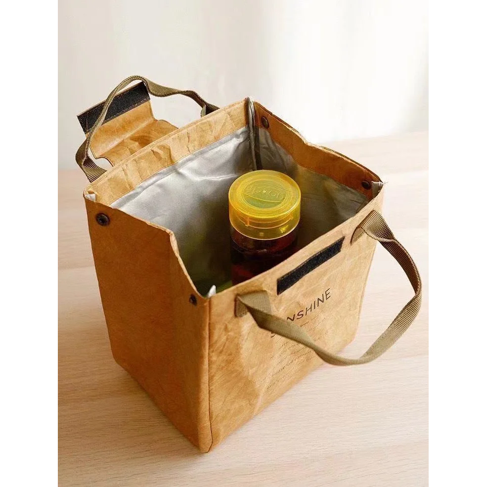 Beige Eco-Friendly Insulated Lunch Bag with Handle