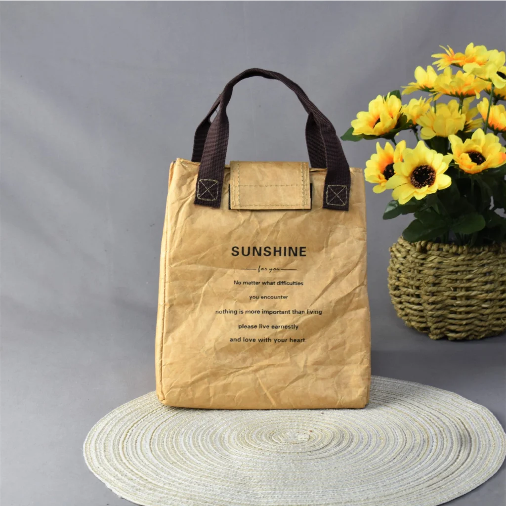 Beige Eco-Friendly Insulated Lunch Bag with Handle