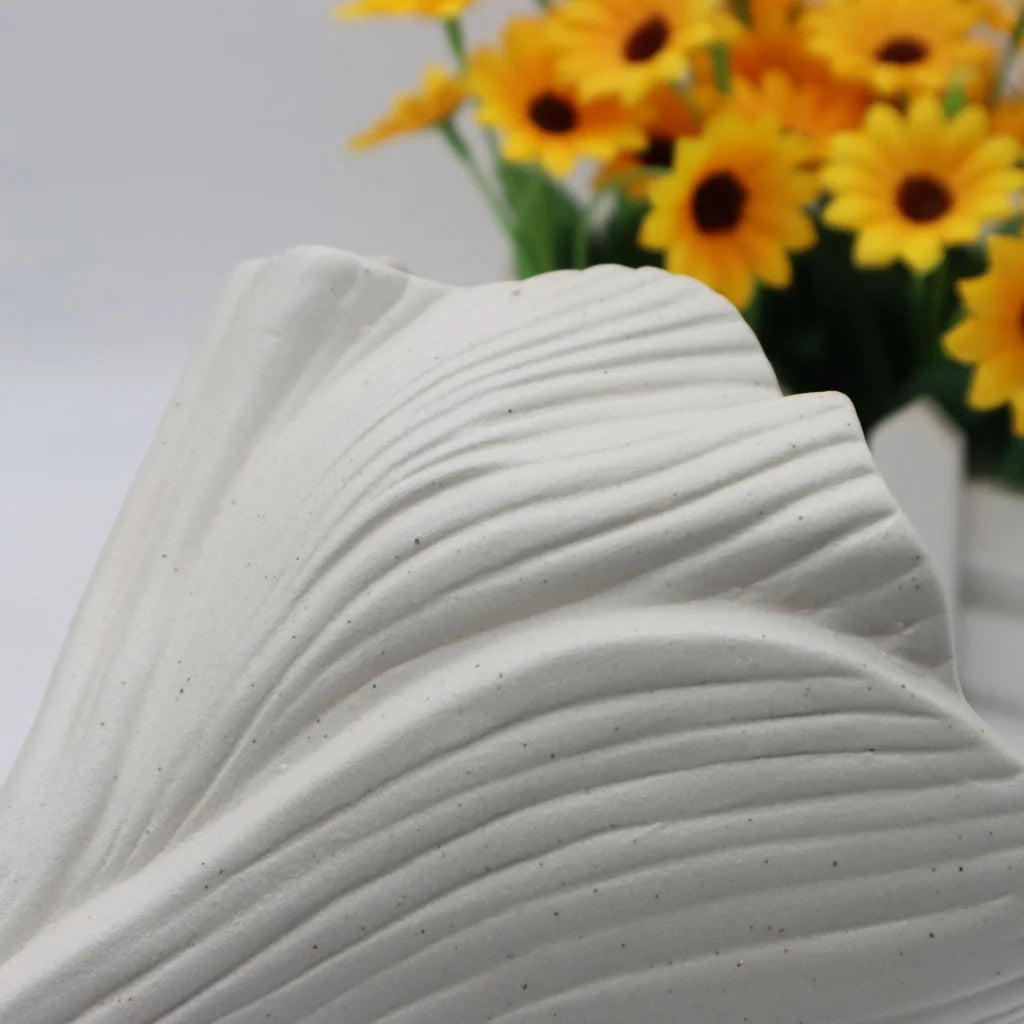 Beige Elegant Off-White Ceramic Vase - Modern Sculptural