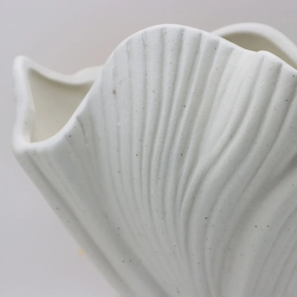 Beige Elegant Off-White Ceramic Vase - Modern Sculptural