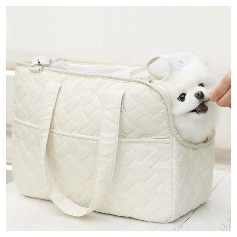 Beige Fashionable Pet Carrier Bag - Stylish Handbag