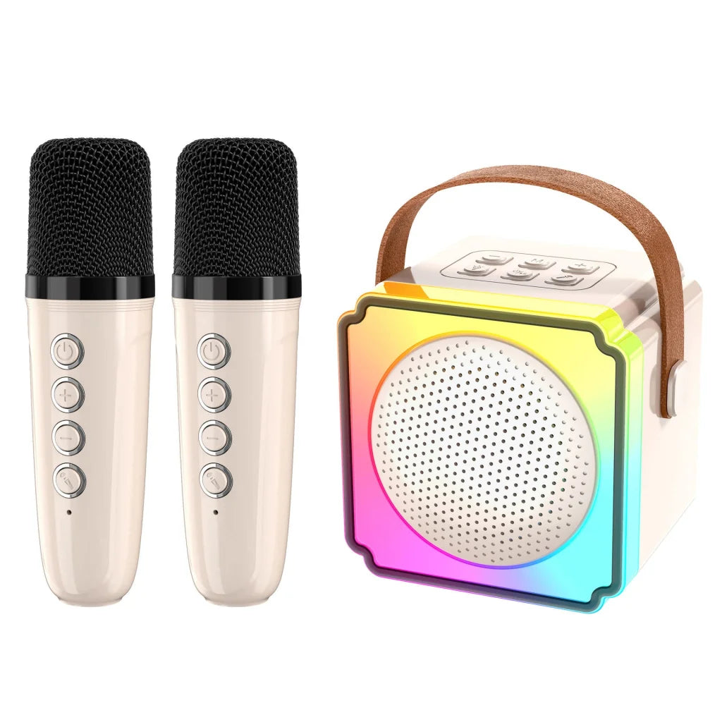 Beige Fun Portable Party Speaker - Karaoke Machine with Two