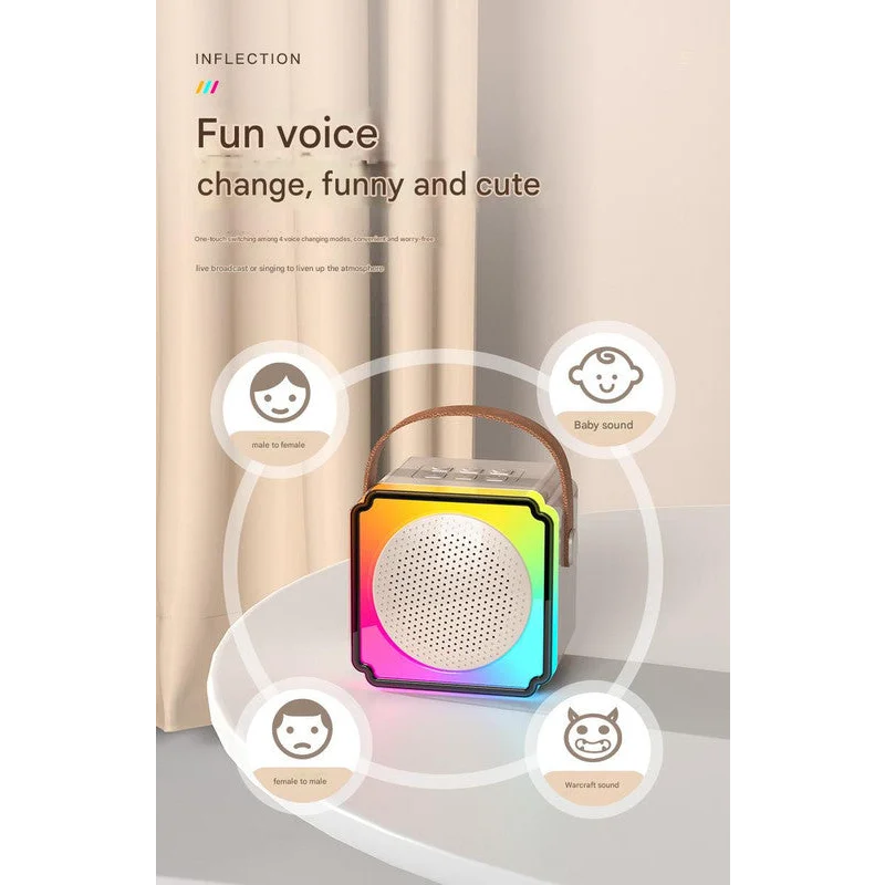 Beige Fun Portable Party Speaker - Karaoke Machine with Two