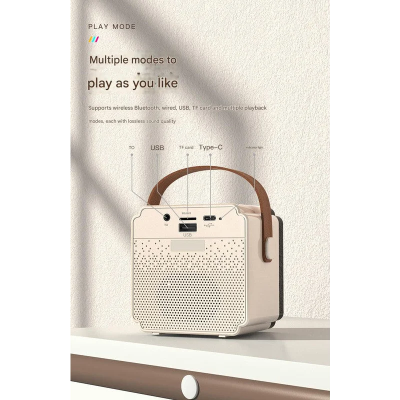 Beige Fun Portable Party Speaker - Karaoke Machine with Two