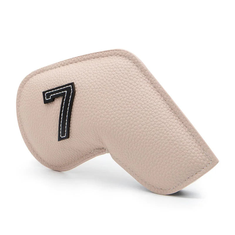 Beige Golf Iron Head Covers Set of 10 - Waterproof PU