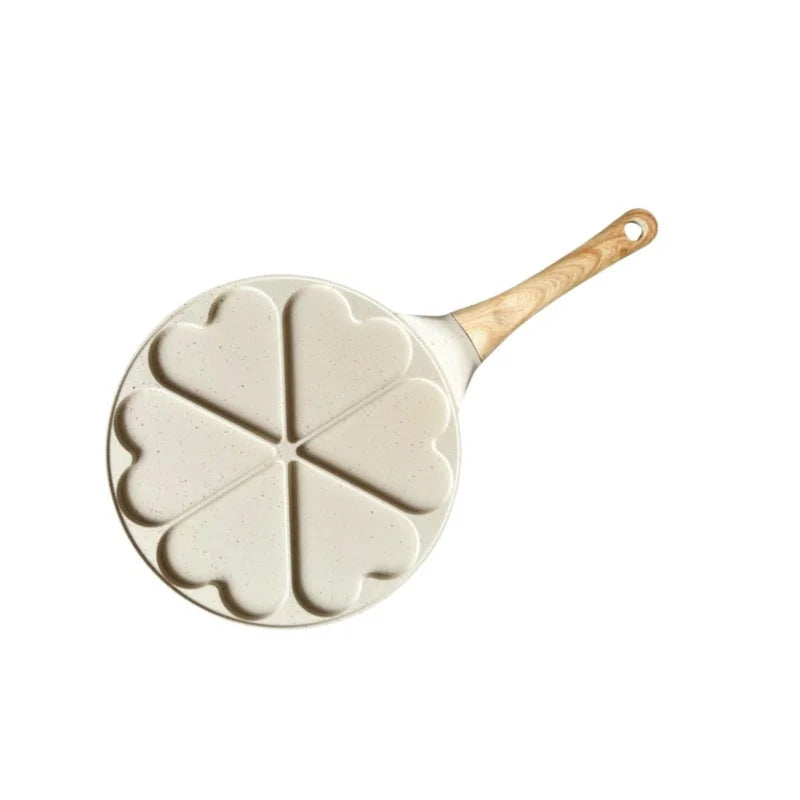 Beige Heart + Wood Grain Handle (Gas Model) Non-Stick