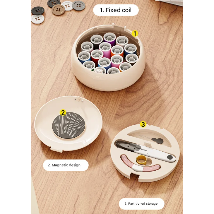 Beige Modern Compact Sewing Kit Organizer - All-in-One