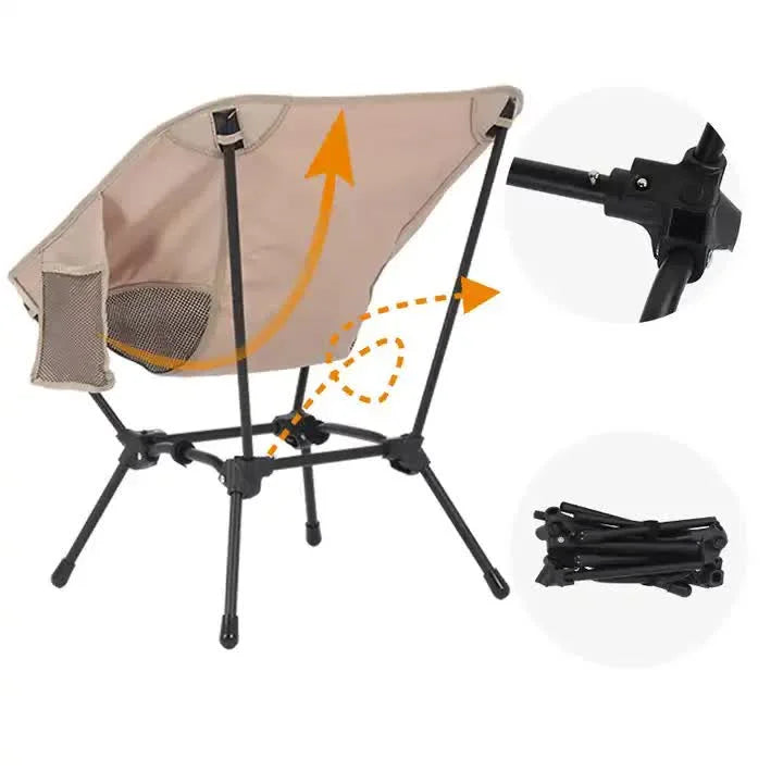 Beige Portable Lightweight Folding Beach Chair - Compact