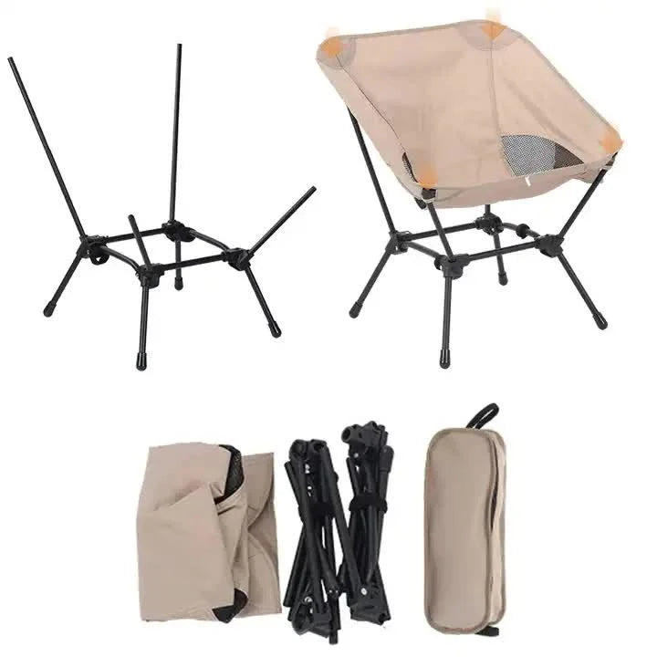 Beige Portable Lightweight Folding Beach Chair - Compact