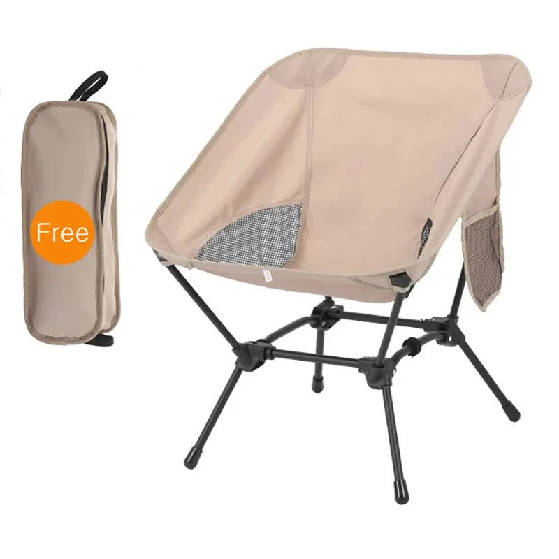 Beige Portable Lightweight Folding Beach Chair - Compact