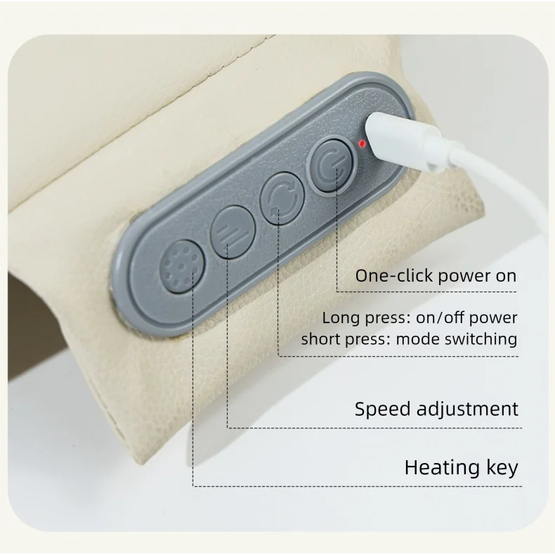 Beige Slim Wireless Shiatsu Back Massager Cushion