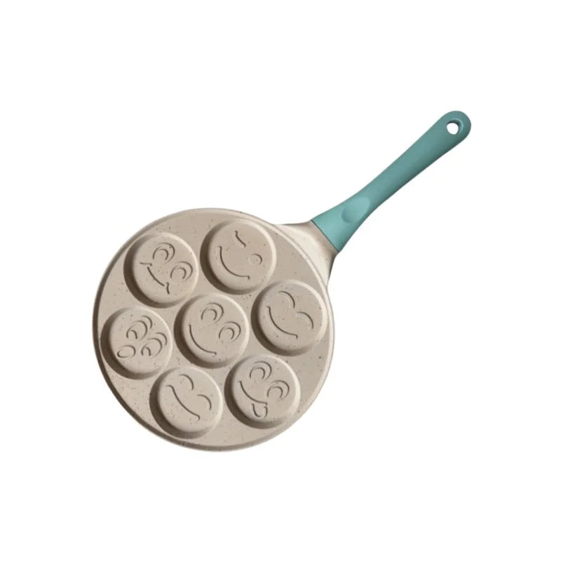 Beige Smiley + Blue Handle (Gas Model) Non-Stick Pancake