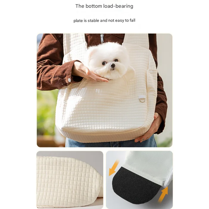 Beige Soft Quilted Pet Carrier Backpack - Front Pack
